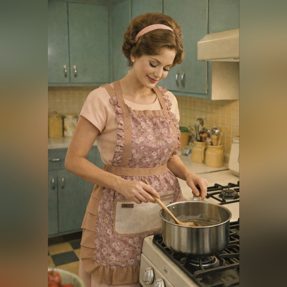 Floral Vintage Apron with Pocket